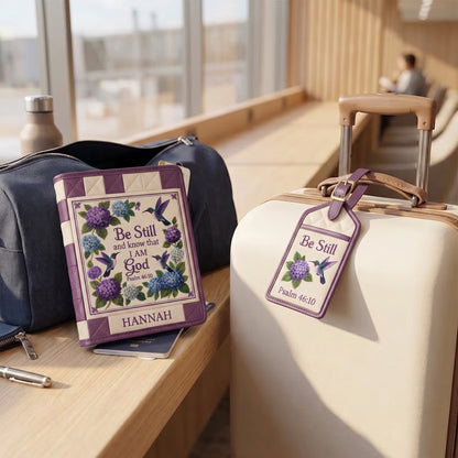 🕊️Personalized Hummingbird Faith Passport Cover & Luggage Tag Gift Set