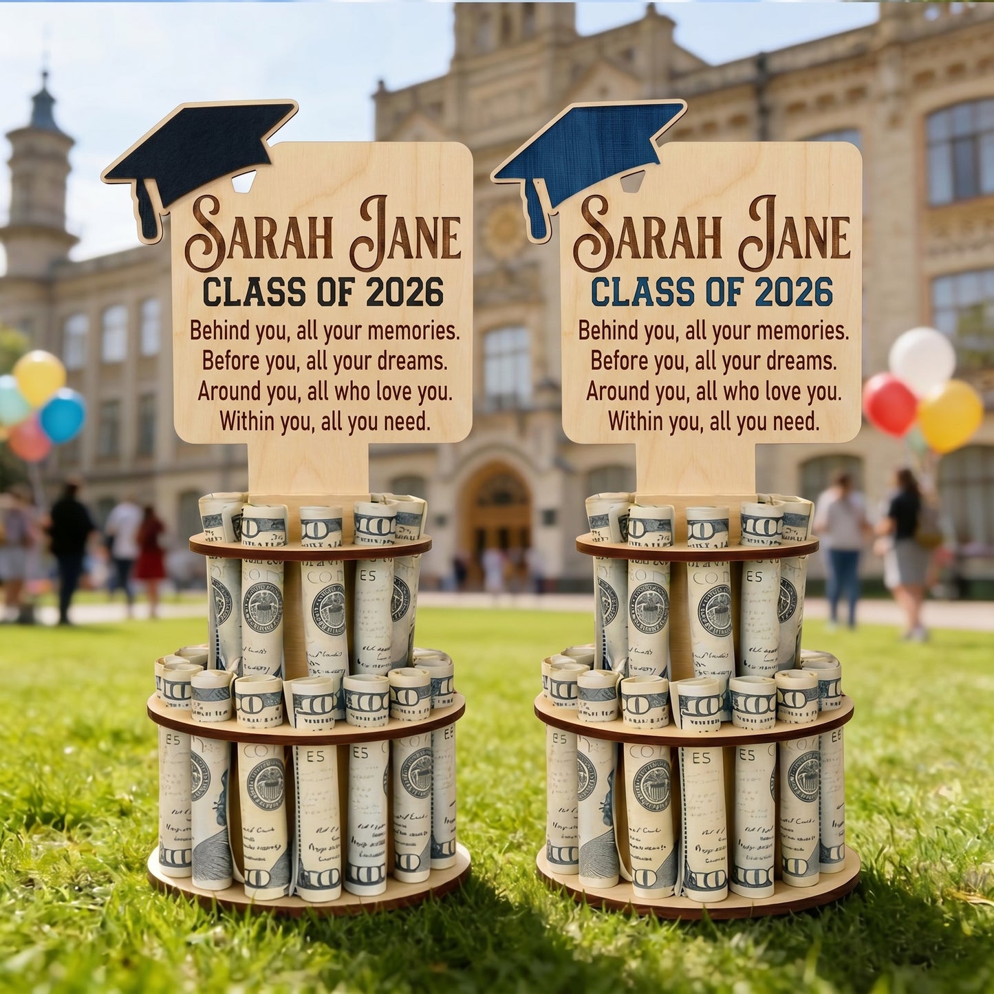 Personalized Graduation Money Cake Holder – Class of 2026