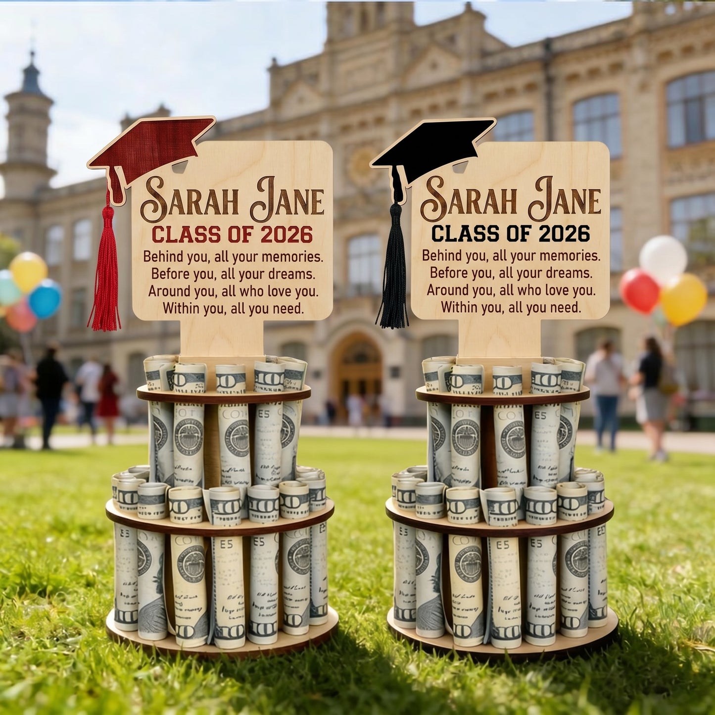 Personalized Graduation Money Cake Holder – Class of 2026