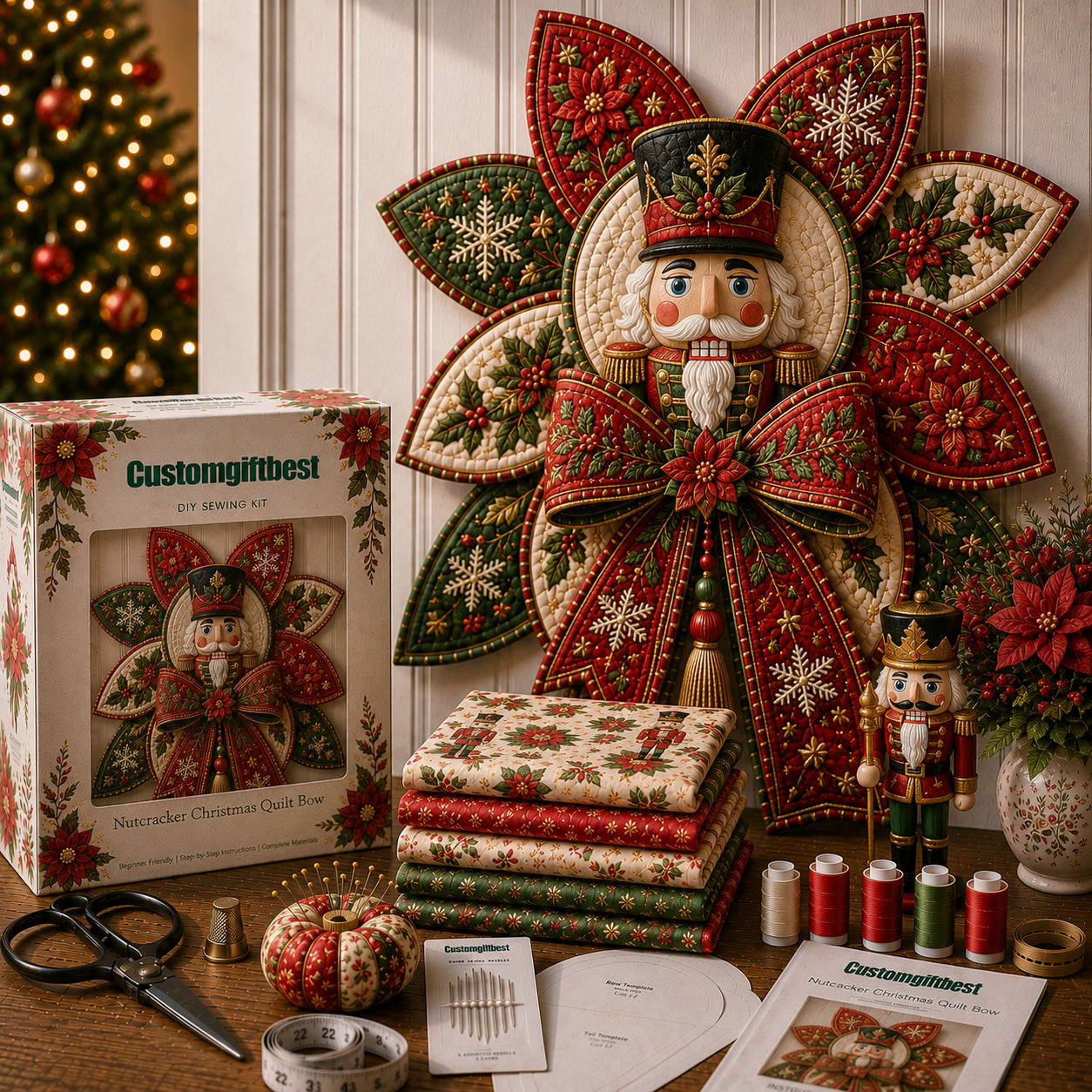 🧵Christmas Quilt Bow DIY Sewing Kit
