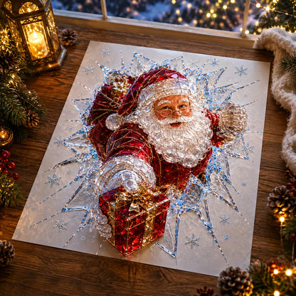 Crystal Christmas Break-In Window Decal — 3D Shattered-Glass Holiday Window Decoration