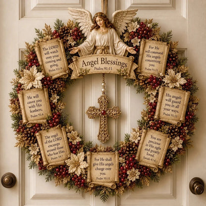 🕊️ Christian Scripture Christmas Wreath – Faith-Inspired Holiday Wall & Door Decor