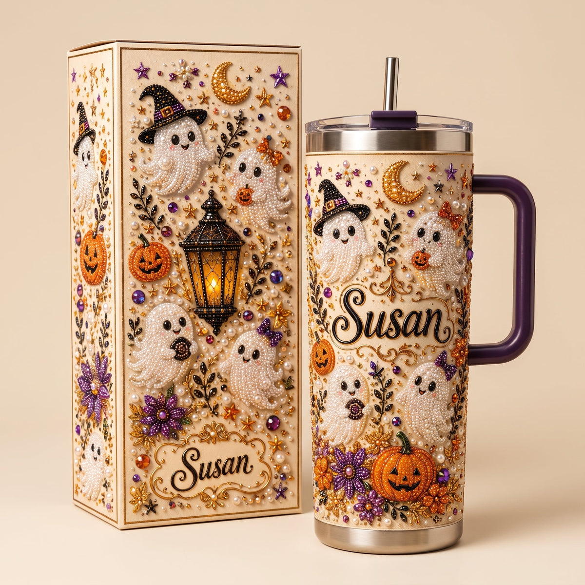 Personalized Halloween Ghost Pearl Tumbler