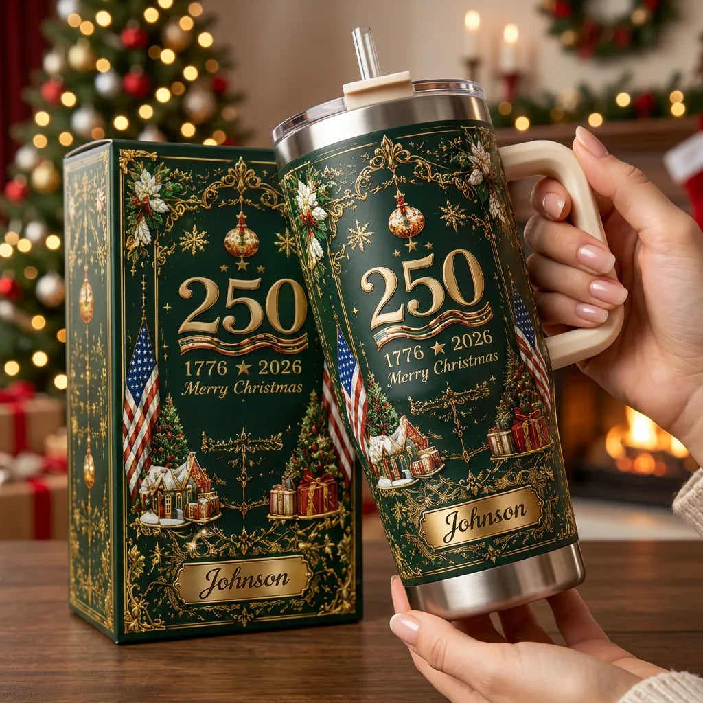 🎄 Personalized Christmas 250th Anniversary Tumbler