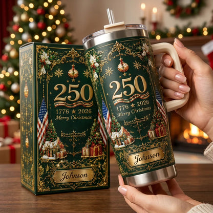 🎄 Personalized Christmas 250th Anniversary Tumbler