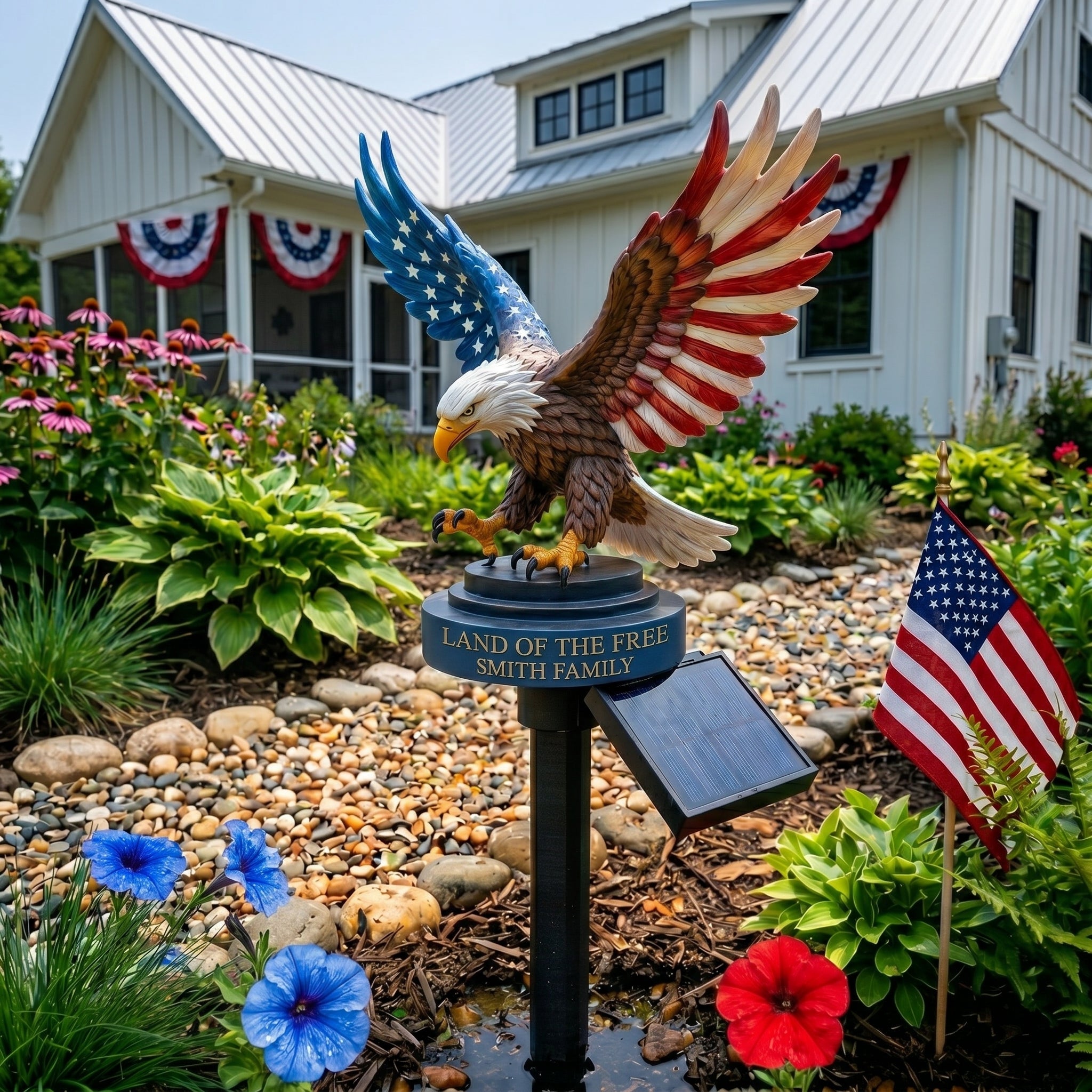 🦅 Personalized Solar Eagle Garden Light – A Glowing Tribute to