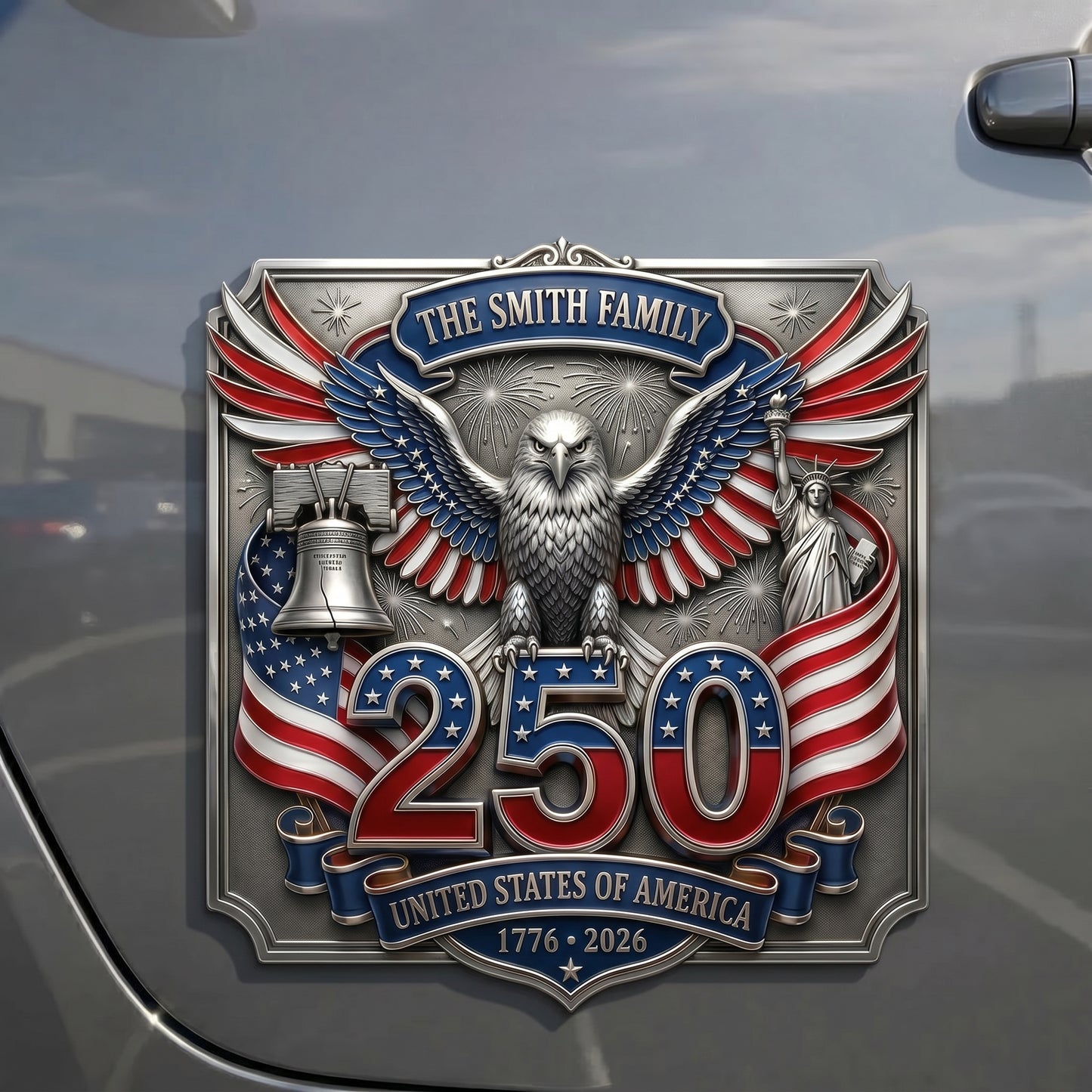 Personalized USA 250th Anniversary Family Magnetic Car Emblem