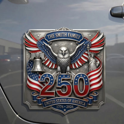 Personalized USA 250th Anniversary Family Magnetic Car Emblem