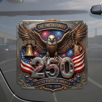 Personalized USA 250th Anniversary Family Magnetic Car Emblem