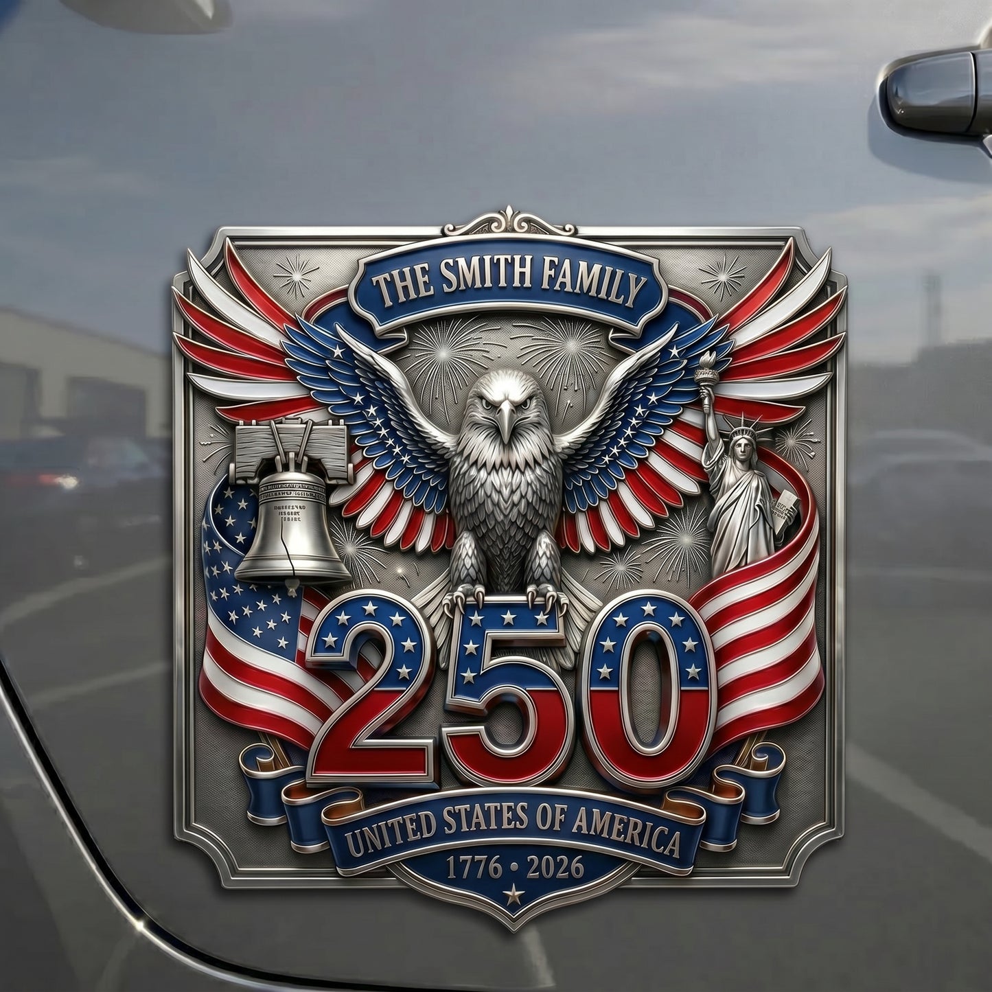 Personalized USA 250th Anniversary Family Magnetic Car Emblem