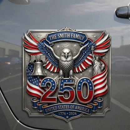 Personalized USA 250th Anniversary Family Magnetic Car Emblem