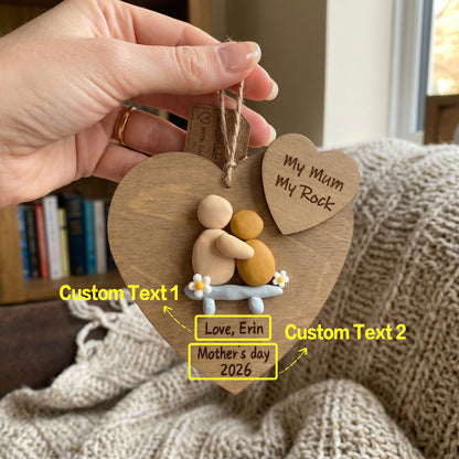 Personalized "My Mum My Rock" Clay Heart Ornament With Gift box – A Handmade Tribute to Mom