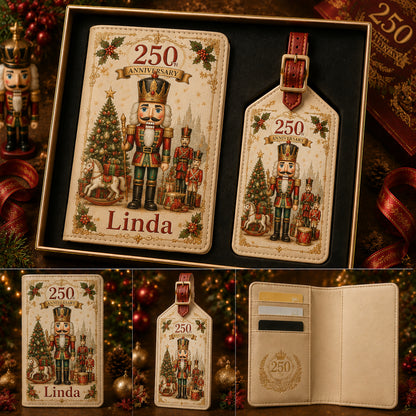Personalized 250th Anniversary Christmas Passport Holder & Luggage Tag Gift