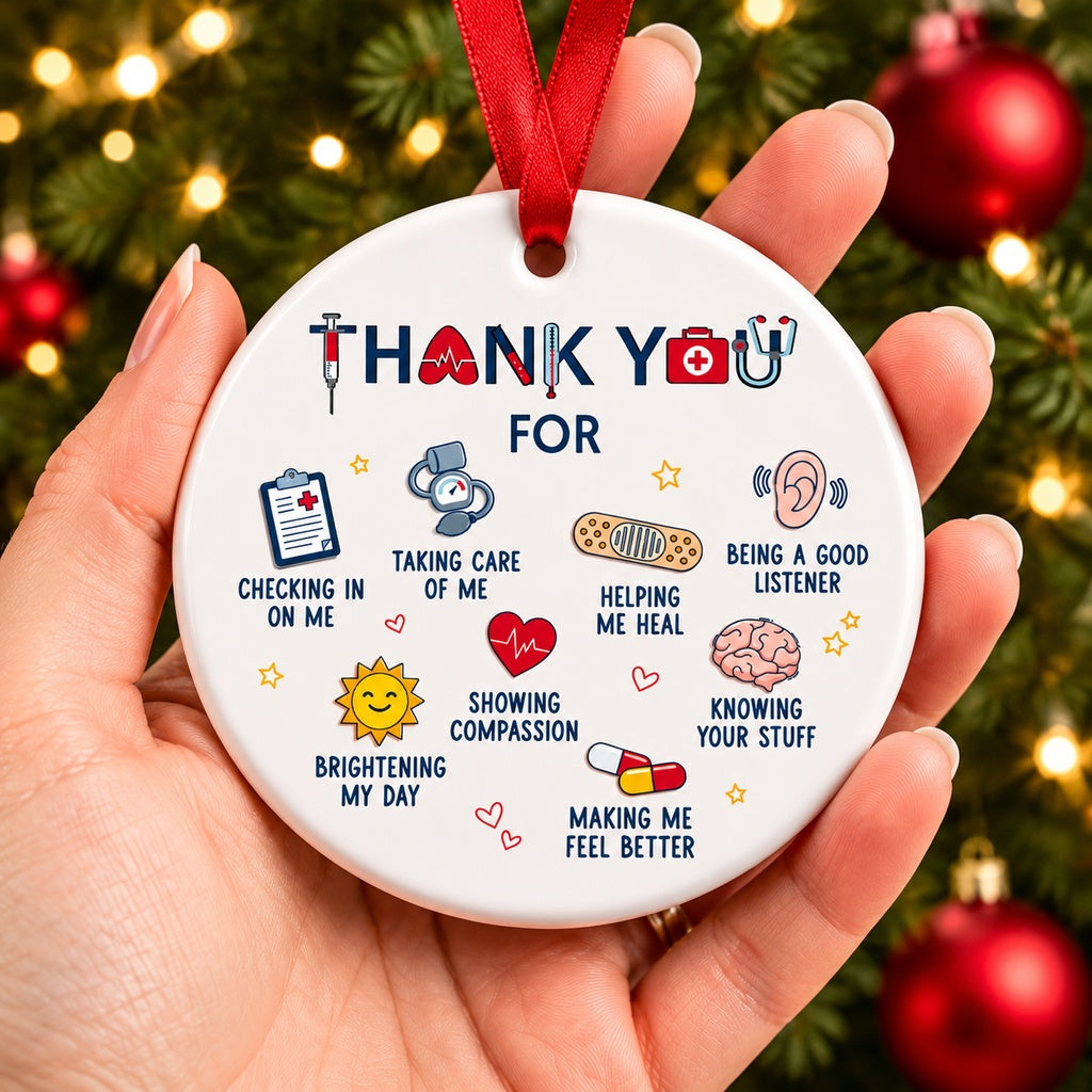 Thank You Healthcare Worker Ceramic Ornament – Appreciation Gift for Nurses Doctors Medical Staff