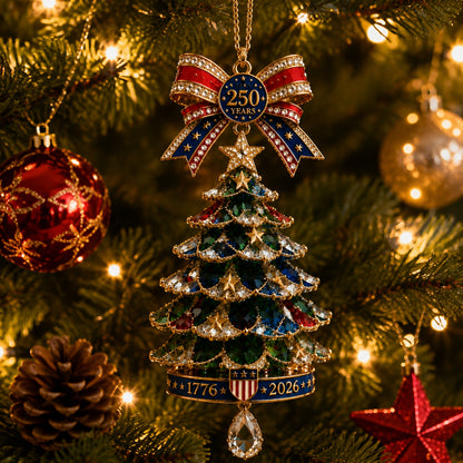🎄250th Anniversary Jeweled Christmas Tree Ornament (1776–2026)