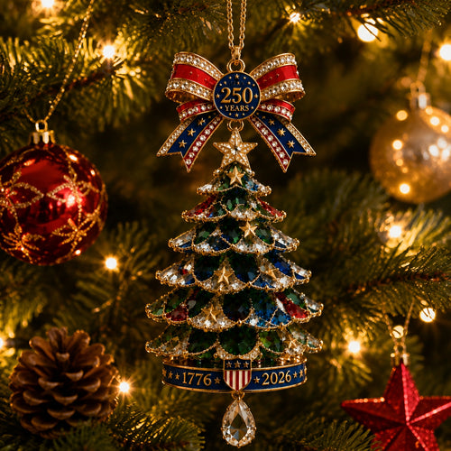 🎄250th Anniversary Jeweled Christmas Tree Ornament (1776–2026)
