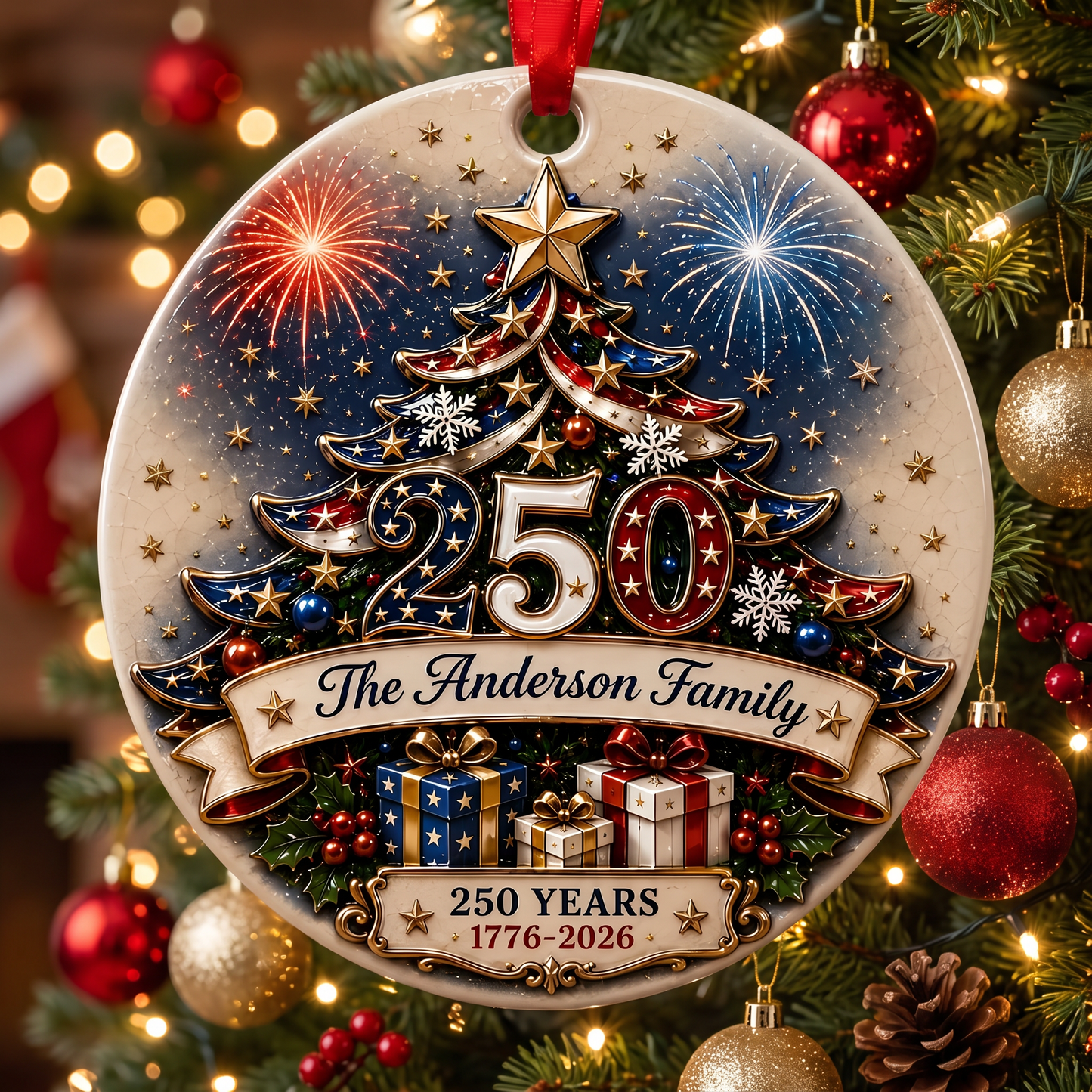 Personalized America 250th Anniversary Ornament