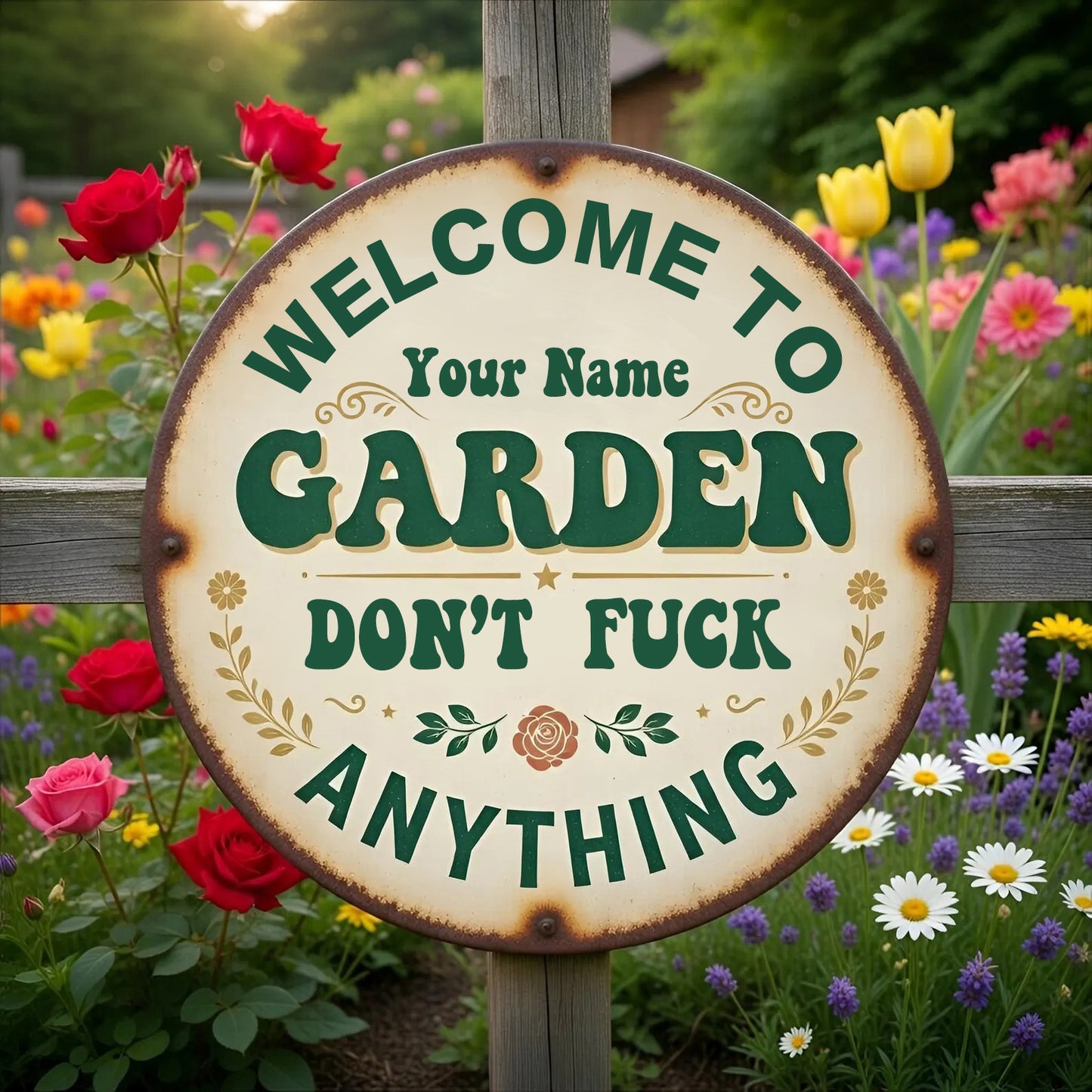 Personalized Funny Garden Metal Sign-Welcome To My Garden Don't Fuck Anything