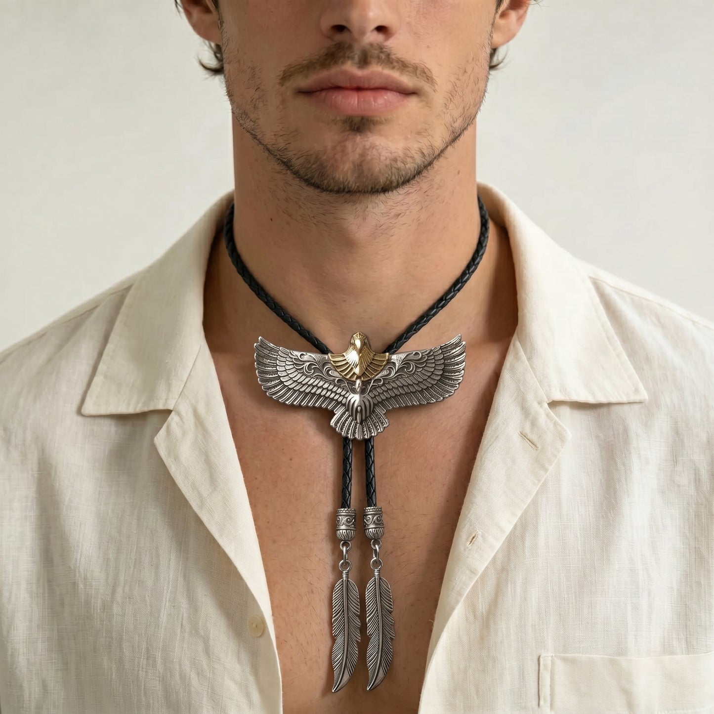 🦅Feather Fringe Eagle Bolo Tie – A Tribute to 250 Years of American Spirit