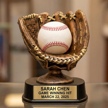 ⚾Personalized Baseball Glove Trophy – Custom Name Plate Award (Ball Not Included)