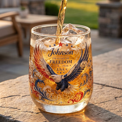 Personalized 250th Anniversary "Freedom Eagle" Stemless Glass