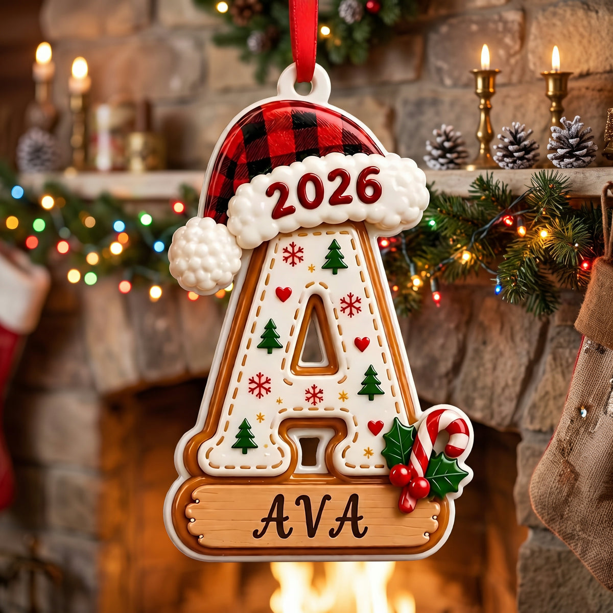 🎄 Personalized Initial Christmas 3D Relief Ornament