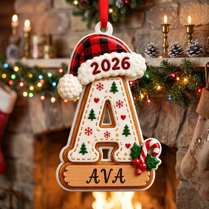 🎄 Personalized Initial Christmas 3D Relief Ornament