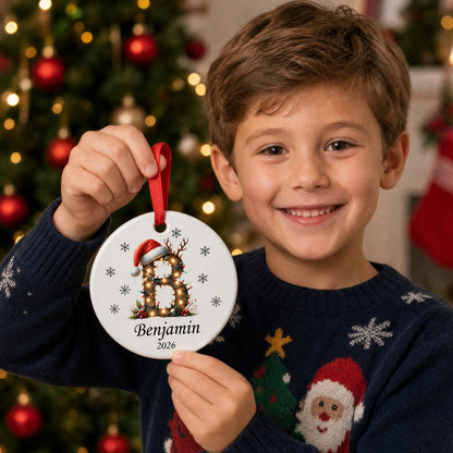 ✨💖 Christmas String Lights Personalized Initial Ornament 2026