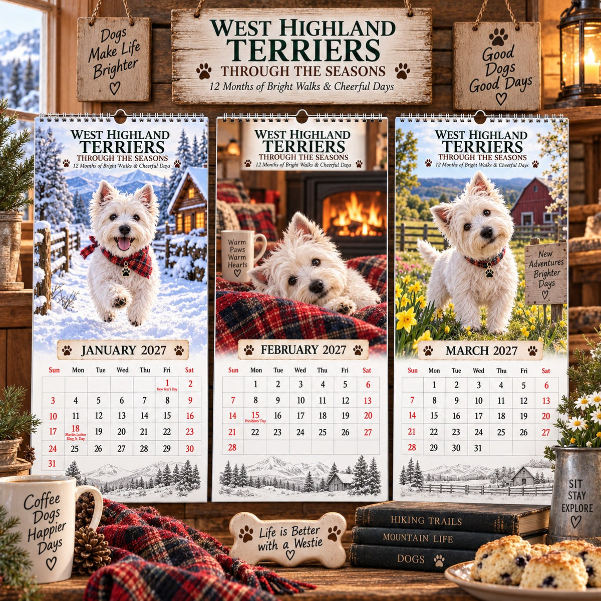 West Highland Terrier 2027 Wall Calendar – “Through the Seasons” Dog Lover’s Keepsake
