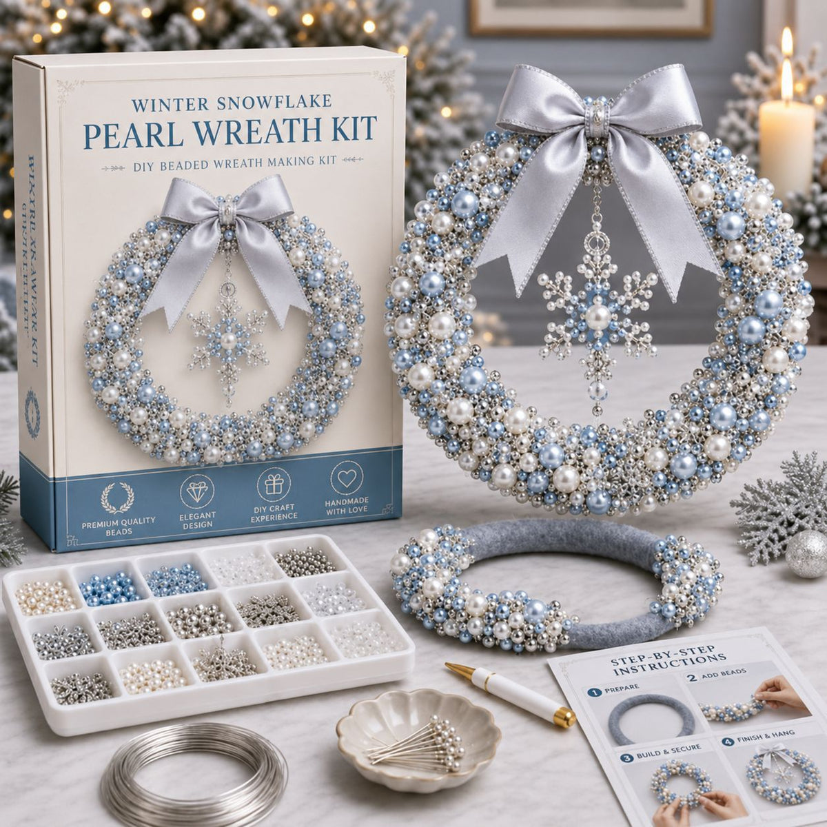 DIY Pearl Wreath Making Kit – Handmade Beaded Holiday Decor