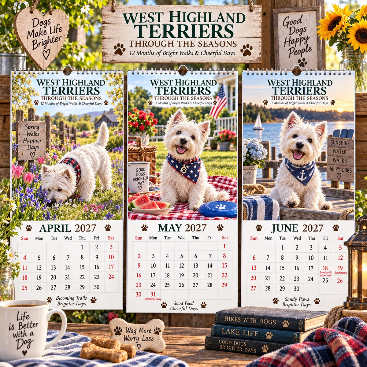 West Highland Terrier 2027 Wall Calendar – “Through the Seasons” Dog Lover’s Keepsake