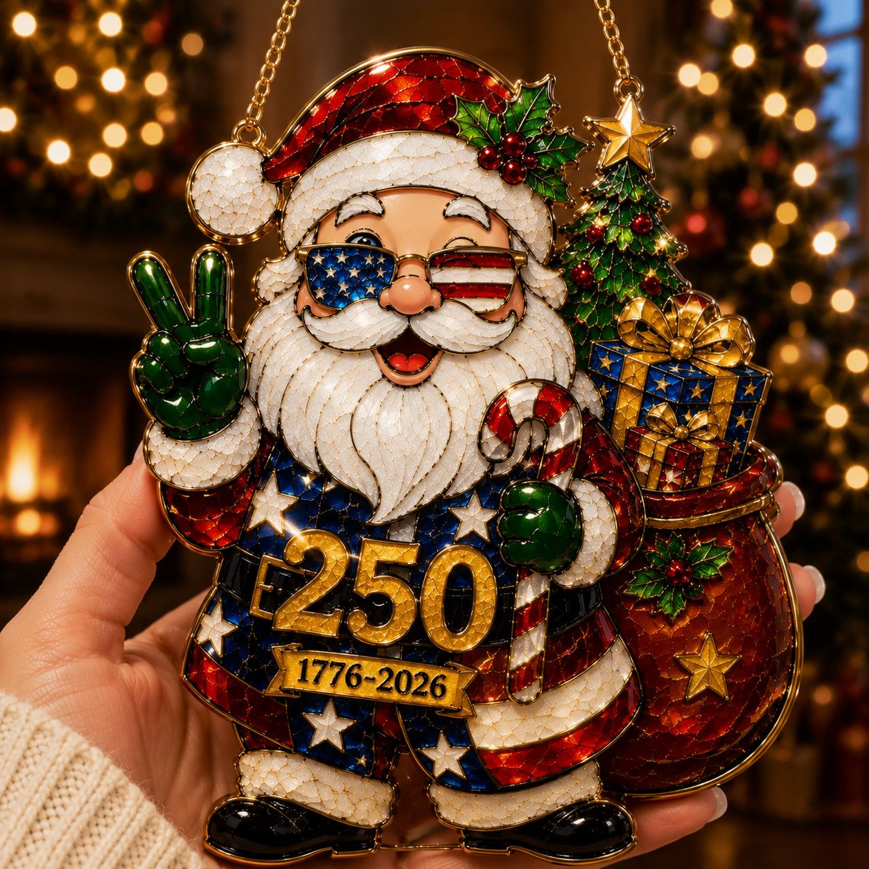 🇺🇸 Patriotic Santa 250th Anniversary Ornament (1776–2026)