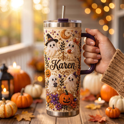 Personalized Halloween Ghost Pearl Tumbler