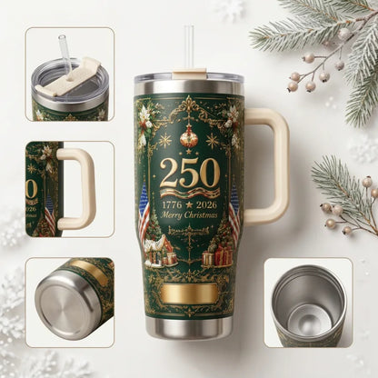 🎄 Personalized Christmas 250th Anniversary Tumbler