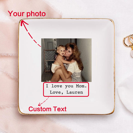 Custom Photo Trinket Tray, Photo Gifts for Mothers Day Gift, Mom Ring Dish