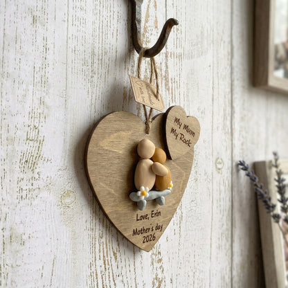 Personalized "My Mum My Rock" Clay Heart Ornament With Gift box – A Handmade Tribute to Mom