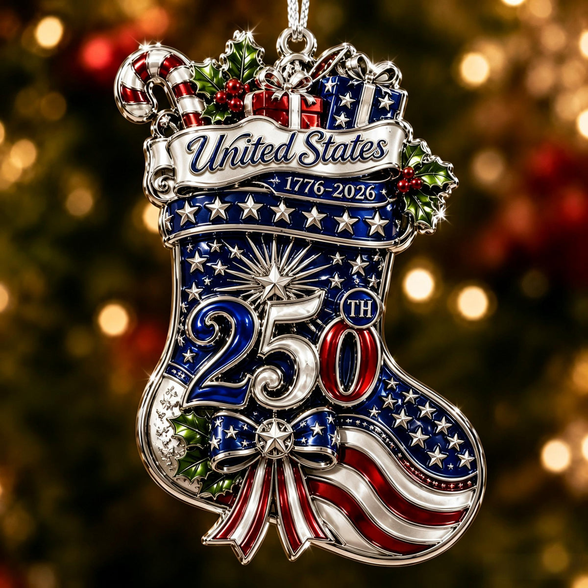 🇺🇸 America 250th Anniversary Christmas Ornament— A Patriotic Christmas to Remember (1776–2026) 🎄✨