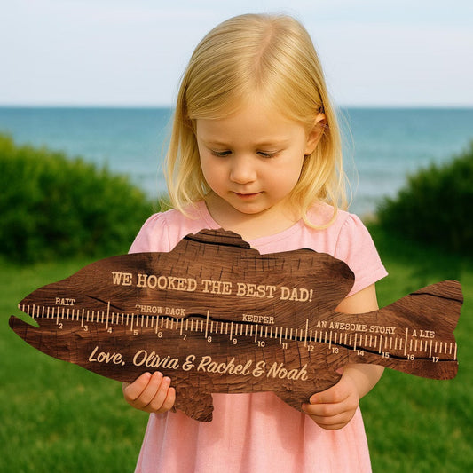Personalized Fish Ruler for Fathers Day Gift From Kids, Fishing Gift for Dad, Funny Fish Ruler for Dad Gift for Grandpa, Fishing Buddy Gift