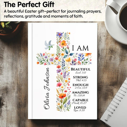 Personalized Easter Notebook: Floral Cross Journal with Custom Name, Easter gift for kids, Easter basket stuffer