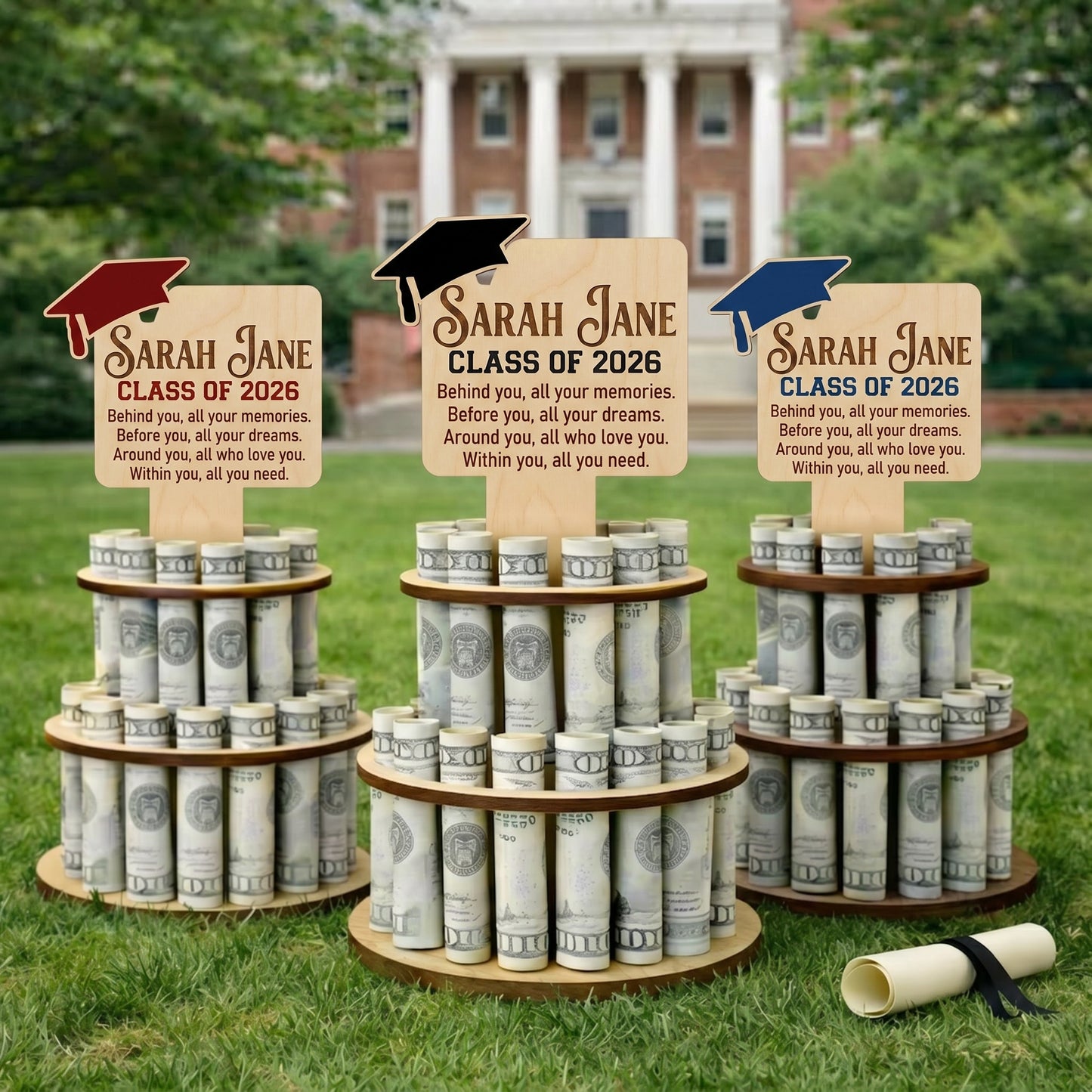 Personalized Graduation Money Cake Holder – Class of 2026
