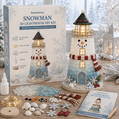🎄Beginner-Friendly DIY Lighted Christmas Character Sea Glass-Style Lighthouse Kit Collection | Complete Kit with Sea Glass-Style Pieces, LED Lights & Step-by-Step Guide Included