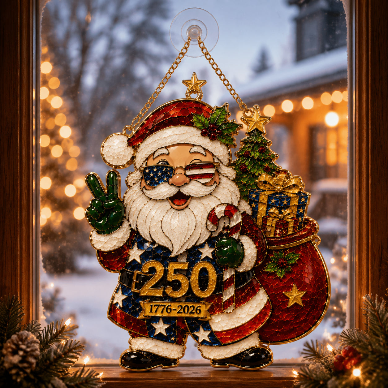 🇺🇸 Patriotic Santa 250th Anniversary Ornament (1776–2026)