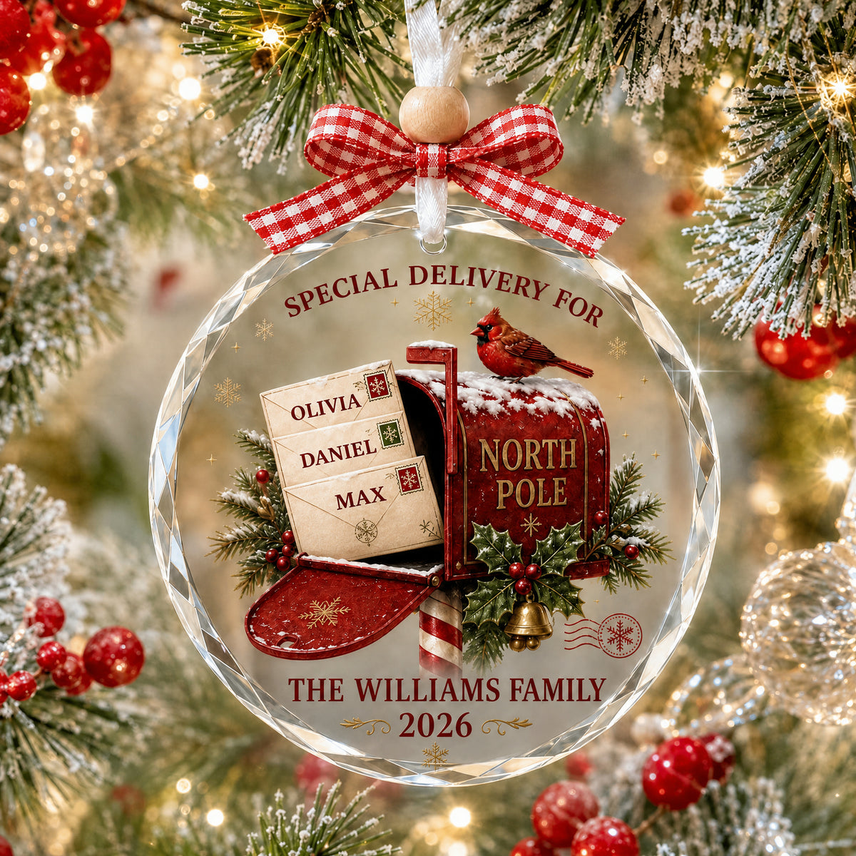 🎄 Special Delivery to the North Pole – Personalized Family Christmas Ornament