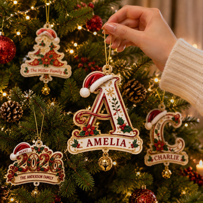 Personalized Christmas Initial Ornament – Custom Name & Family Keepsake