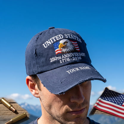 🧢 Personalized USA 250th Anniversary Distressed Cap