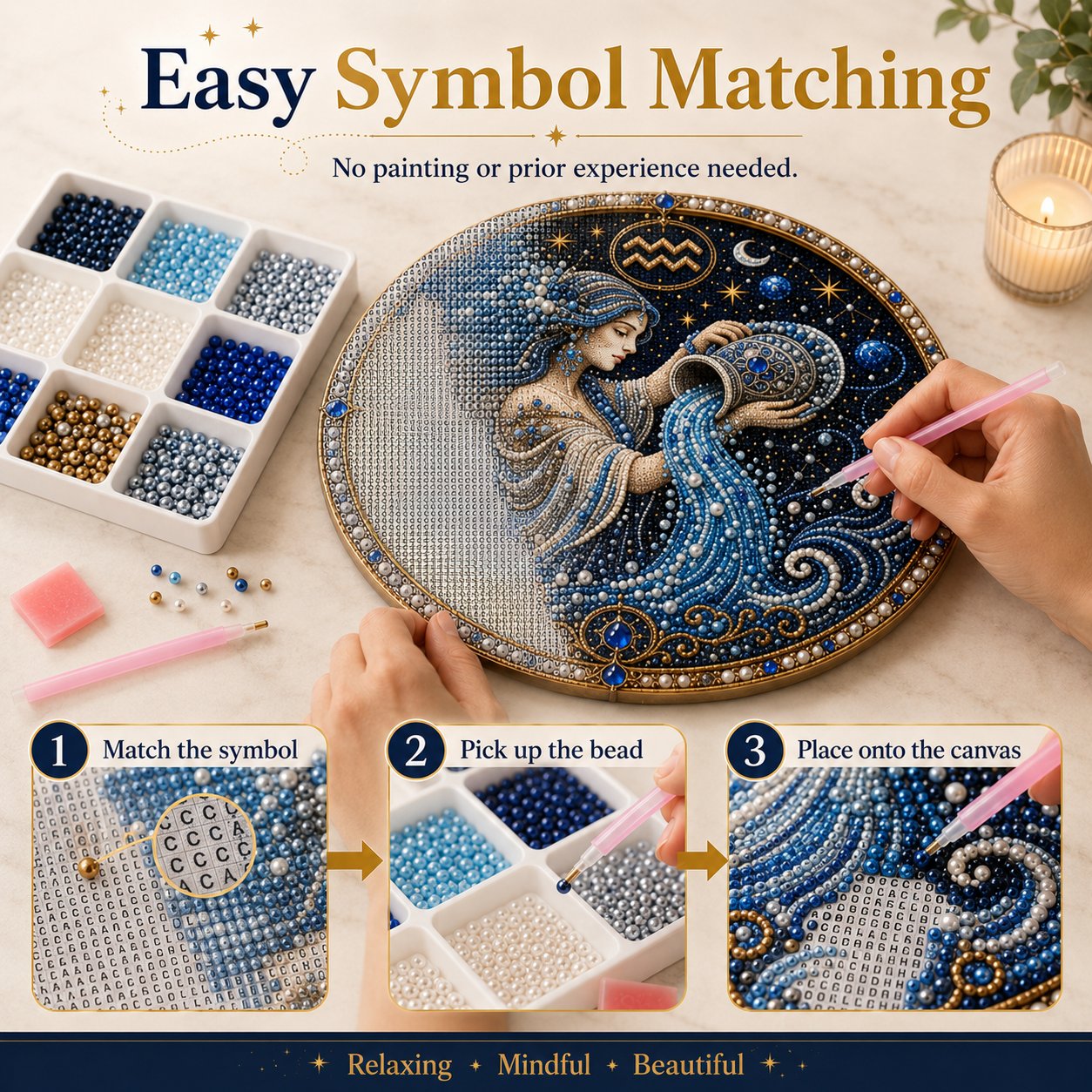 🌙♈ 12 Zodiac Signs Pearl Art Kit