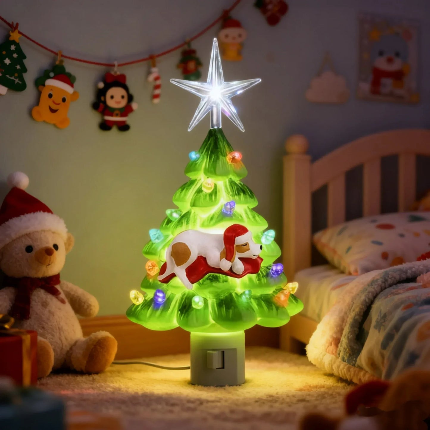 🎄Sleeping Dog Christmas Tree Night Light