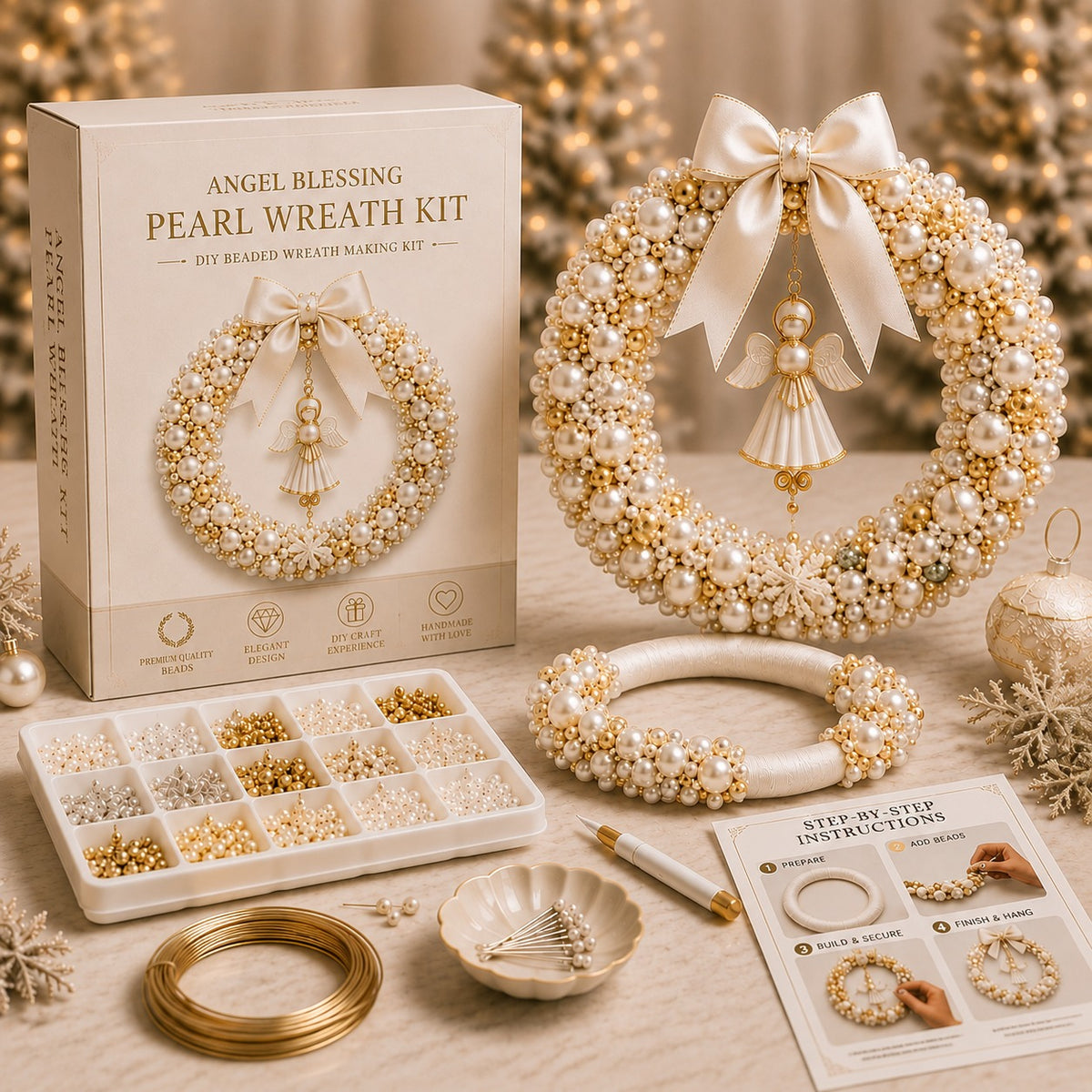 DIY Pearl Wreath Making Kit – Handmade Beaded Holiday Decor