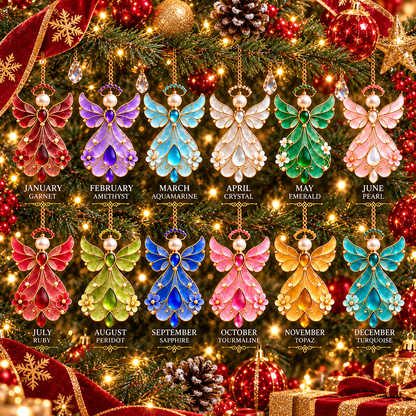 Birth Month Angel Christmas Ornaments – 12 Birthstone Colors