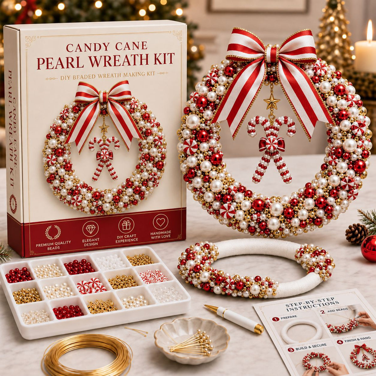 DIY Pearl Wreath Making Kit – Handmade Beaded Holiday Decor